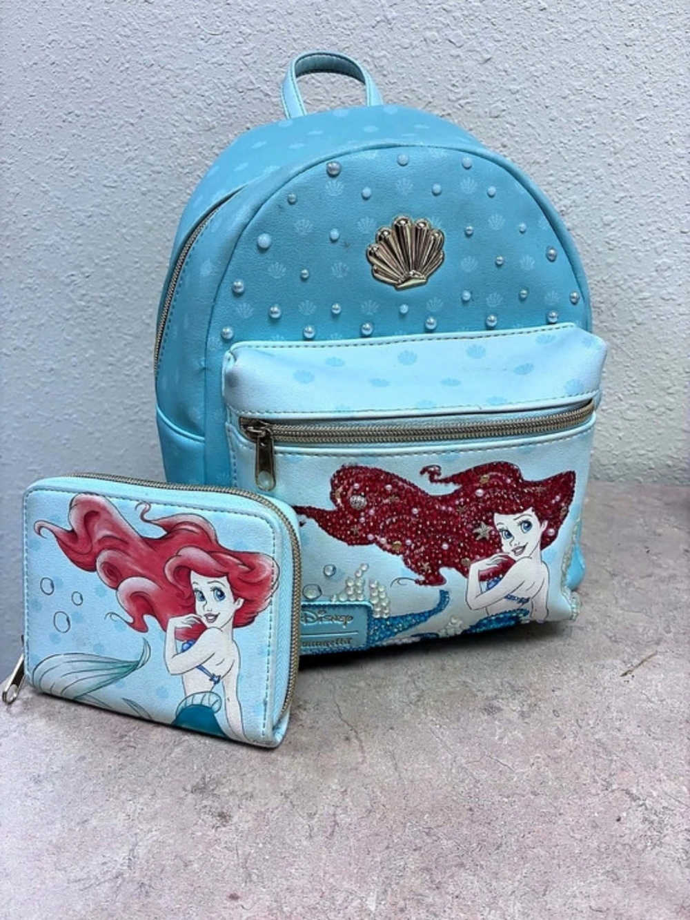 Loungefly The Little Mermaid Iridescent Pearl Mini Backpack
